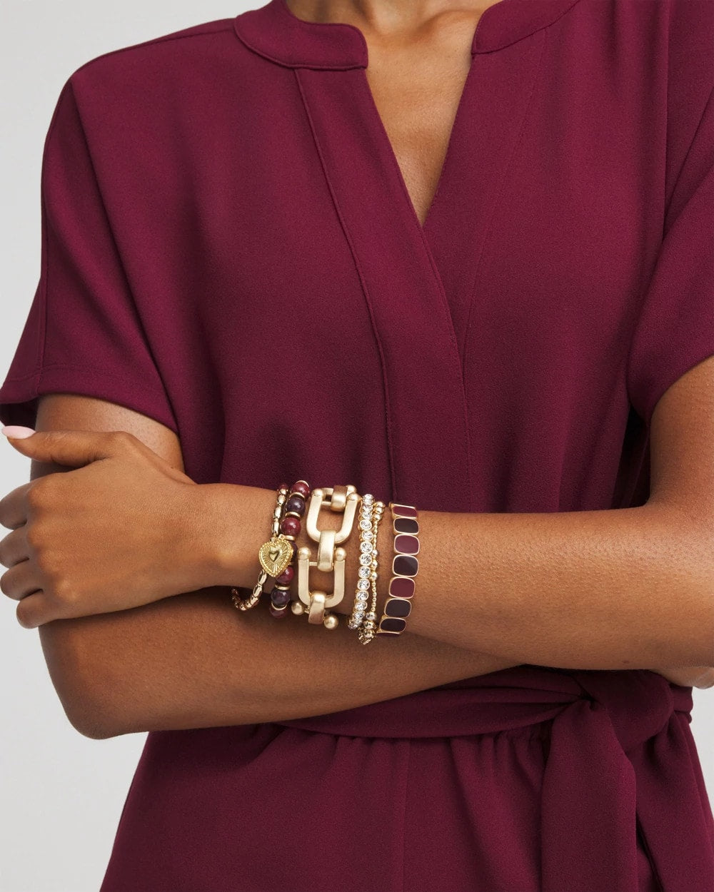 Chico's Chianti Square Stretch Bracelet DEEP CHIANTI