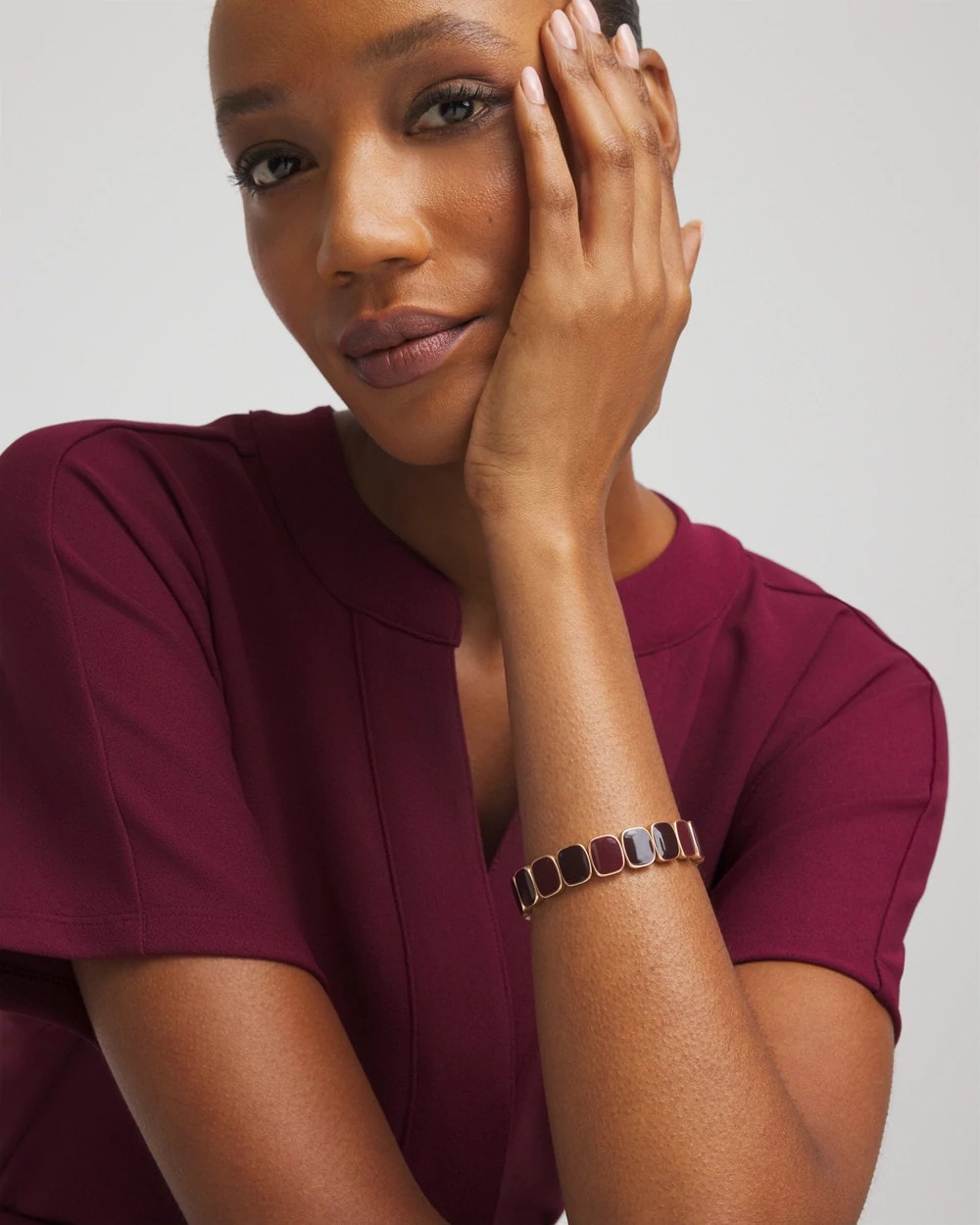 Chico's Chianti Square Stretch Bracelet DEEP CHIANTI