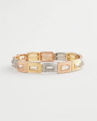 Chico's Tri-Tone Rectangle Stretch Bracelet MIXED METALS