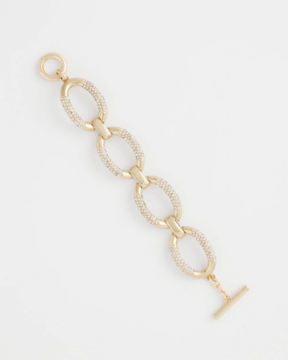 Chico's Large Pave Link Toggle Bracelet GOLD