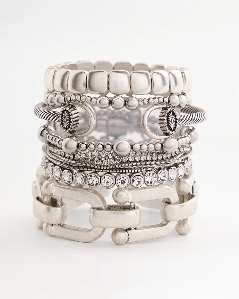 Chico's Silvertone Stretch Bracelet SILVER