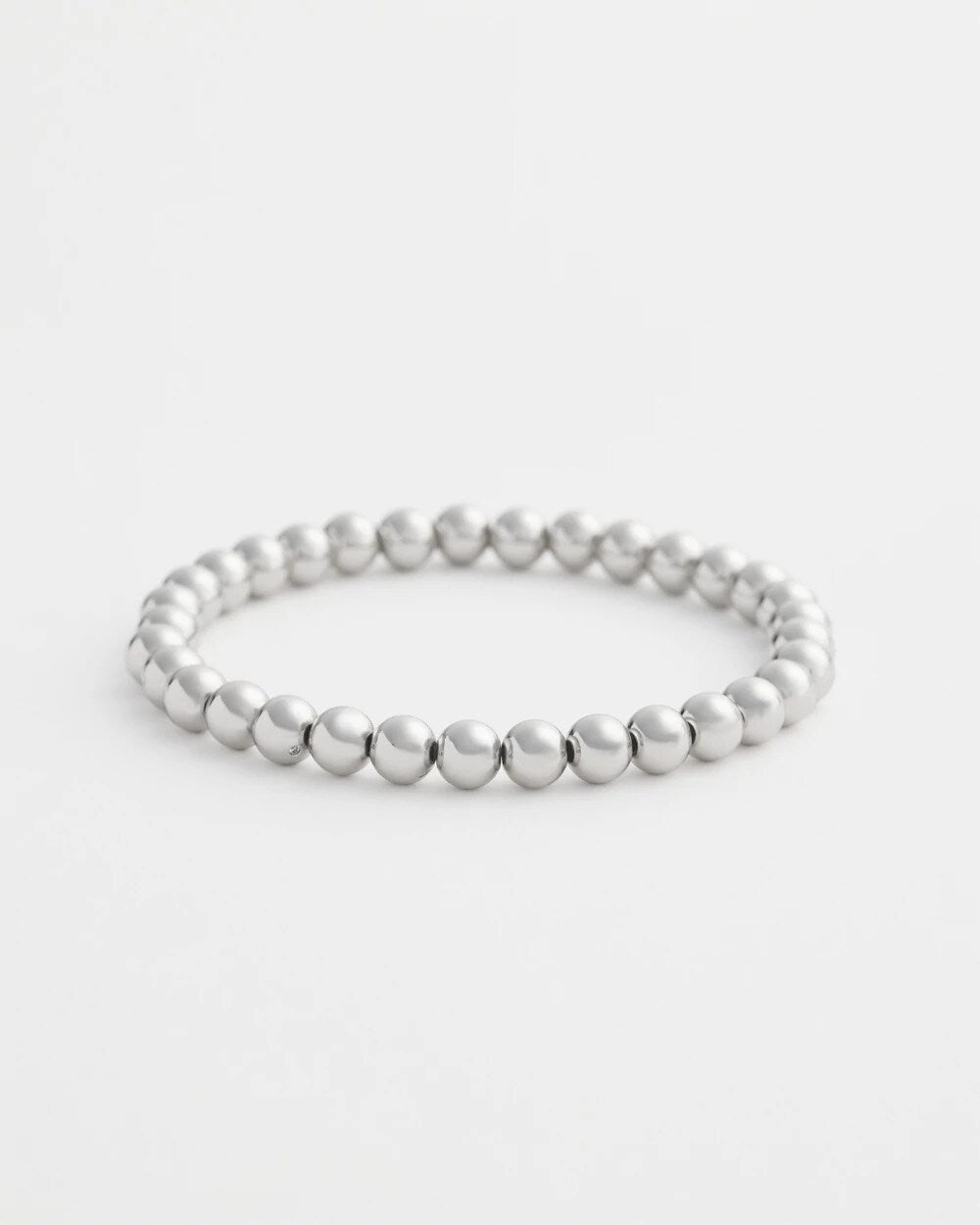 Chico's Small Beaded Silver Tone Stretch Bracelet SILVER