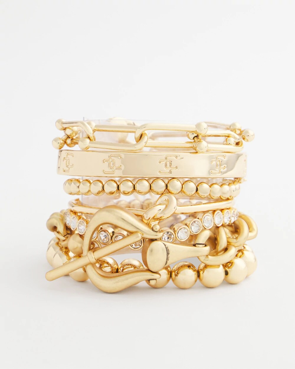 Chico's Small Beaded Gold Tone Stretch Bracelet GOLD