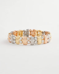 Chico's Tri-Tone Rectangle Stretch Bracelet MIXED METALS