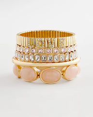 Chico's Small Pink Faceted Gem Stretch Bracelet PALE PINK