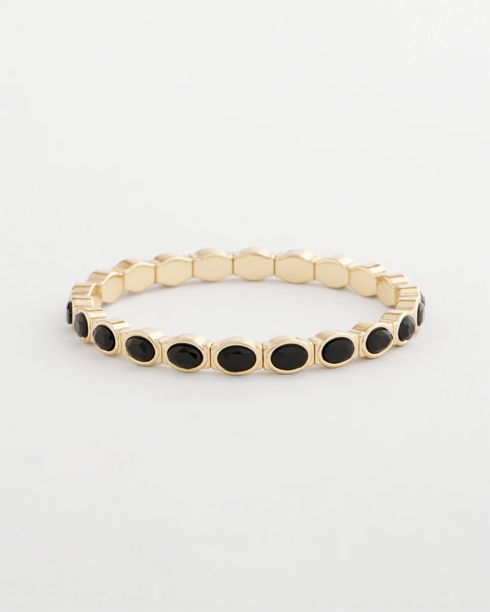 Chico's Small Black Faceted Gem Stretch Cuff Bracelet BLACK