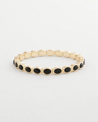 Chico's Small Black Faceted Gem Stretch Cuff Bracelet BLACK
