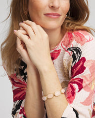 Chico's Quartz Stone Stretch Bracelet PALE PINK