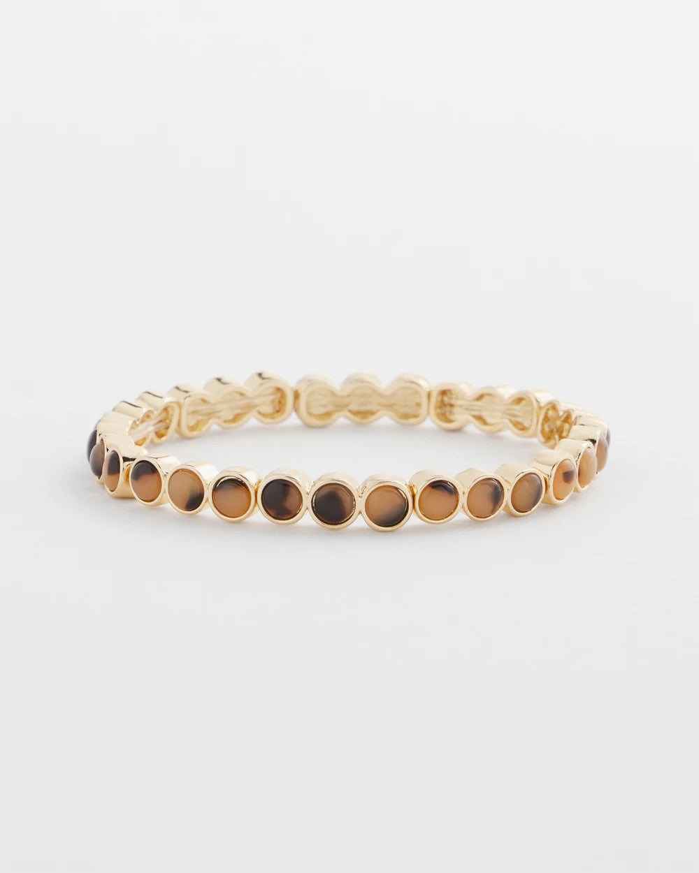 Chico's Tortoise Goldtone Round Stretch Bracelet BROWN