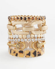 Chico's Tortoise Goldtone Round Stretch Bracelet BROWN