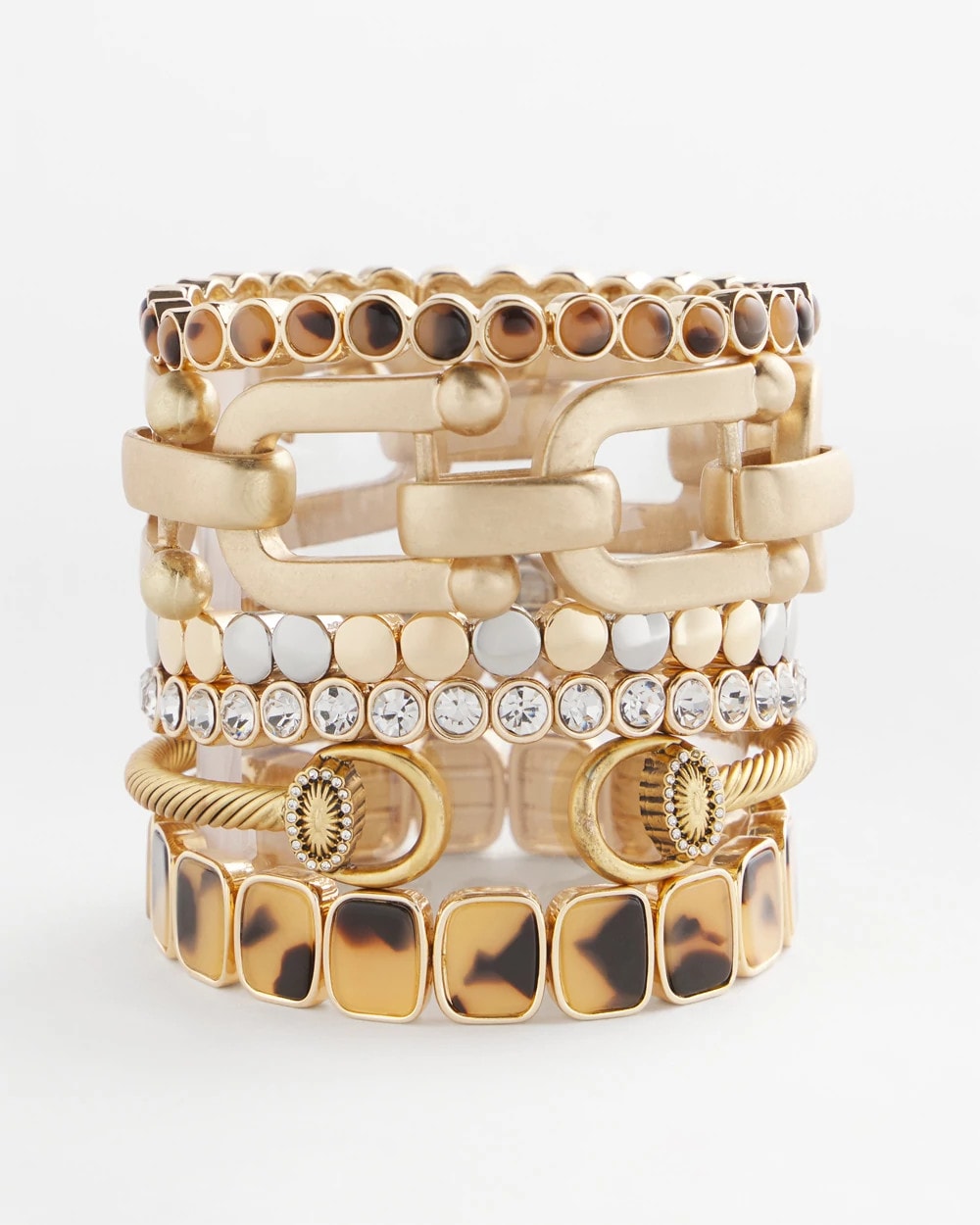 Chico's Tortoise Square Stretch Bracelet BROWN