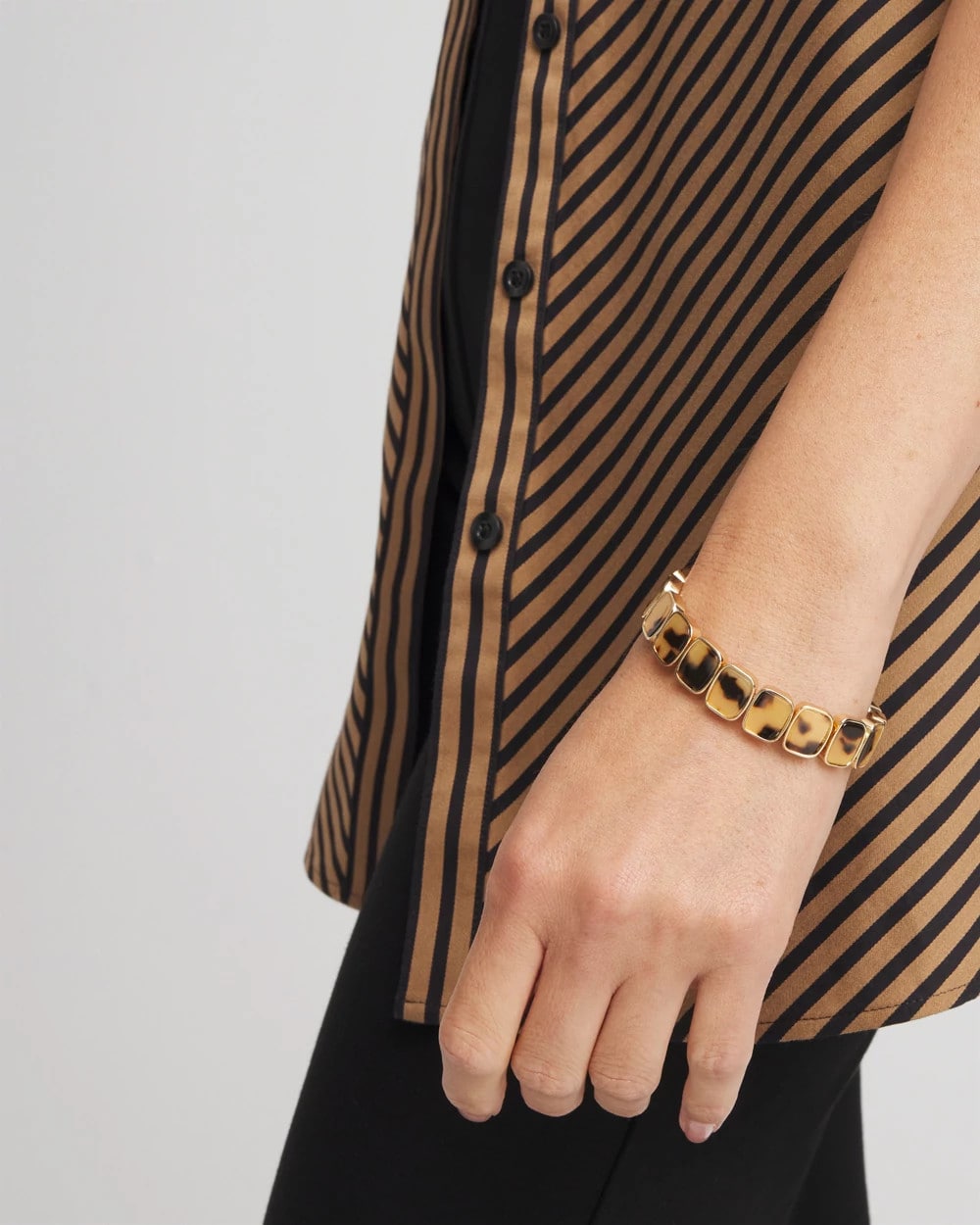 Chico's Tortoise Square Stretch Bracelet BROWN