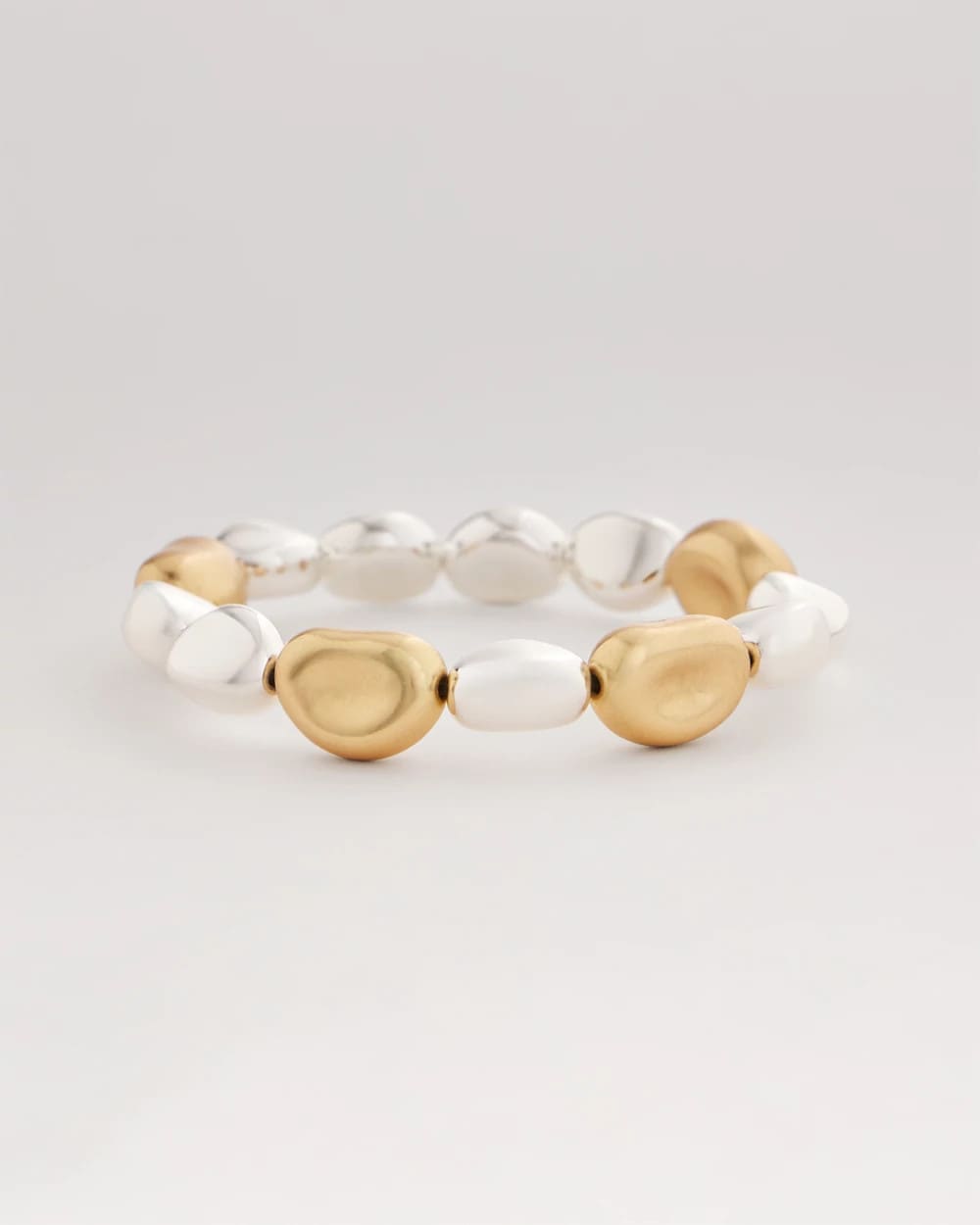Chico's Gold & Silver Tone Beaded Stretch Bracelet MIXED METALS
