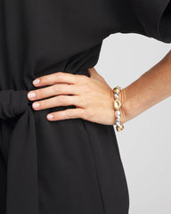 Chico's Gold & Silver Tone Beaded Stretch Bracelet MIXED METALS