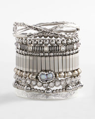 Chico's Silver Tone Stretch Watchband Bracelet SILVER