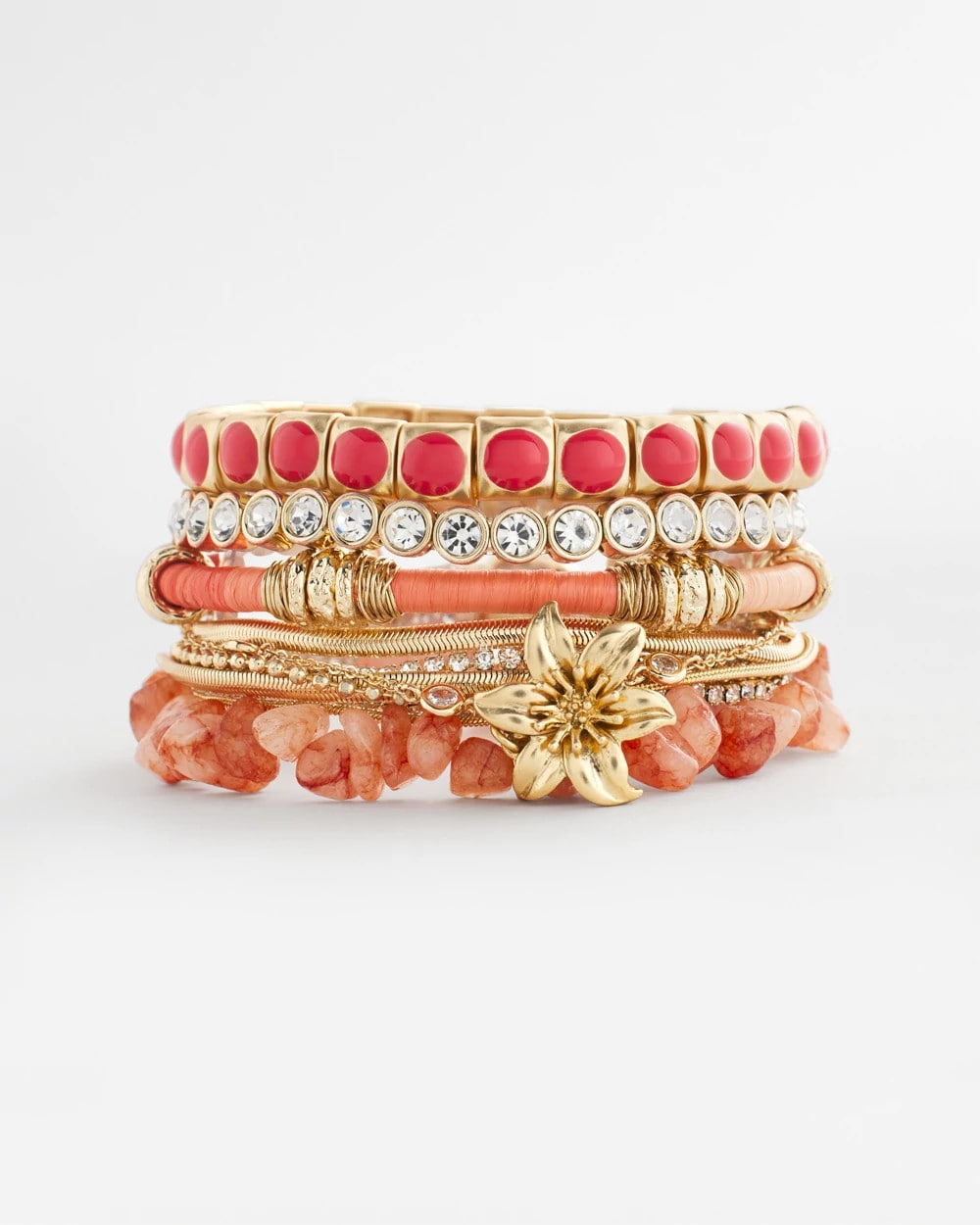 Chico's Aventurine Stone Chips Charm Bracelet ORANGE