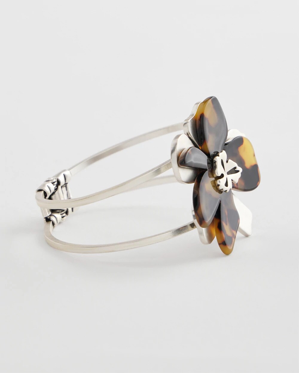 Chico's Tortoise Floral Hinge Bracelet NEUTRAL