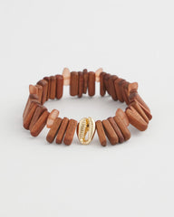 Chico's Walnut-Wood-Motif Stretch Bracelet NEUTRAL