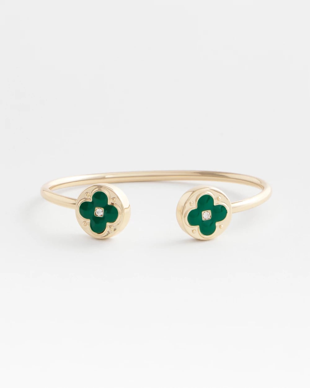 Chico's Four Leaf Clover Flex Cuff Bracelet GREEN