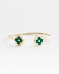 Chico's Four Leaf Clover Flex Cuff Bracelet GREEN