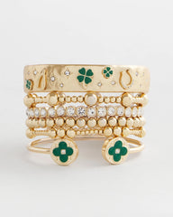 Chico's Four Leaf Clover Flex Cuff Bracelet GREEN