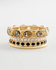 Chico's Large Faceted Gem Stretch Bracelet BLACK