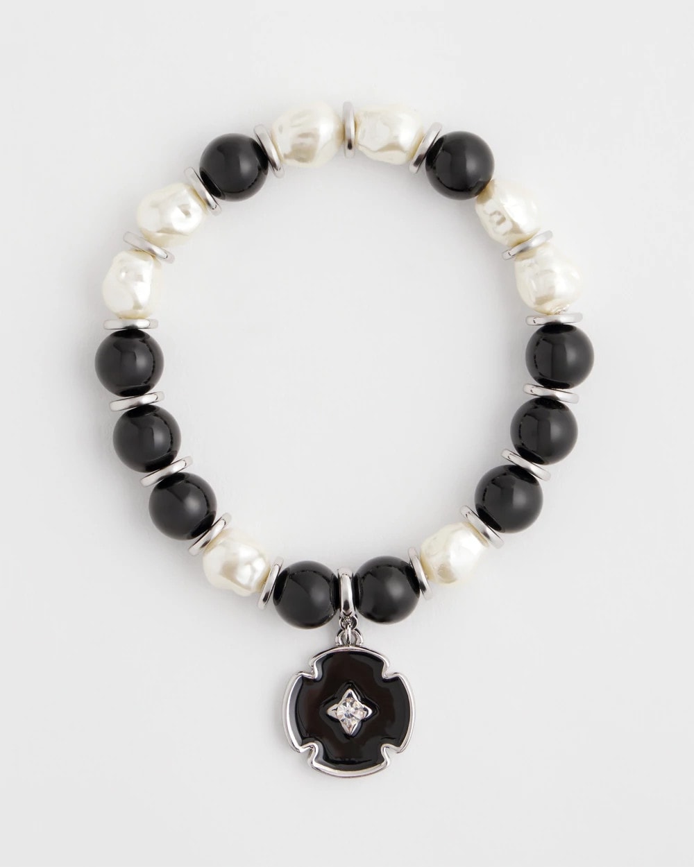 Chico's Beaded Stretch Charm Bracelet BLACK/MULTI