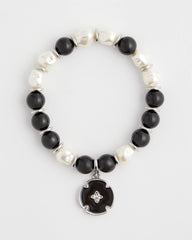 Chico's Beaded Stretch Charm Bracelet BLACK/MULTI