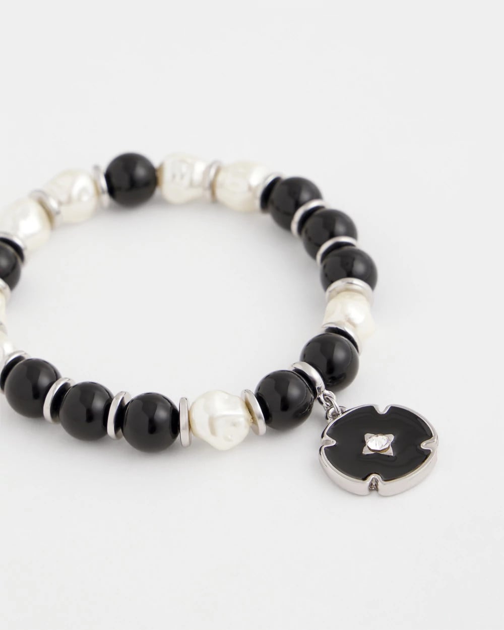Chico's Beaded Stretch Charm Bracelet BLACK/MULTI
