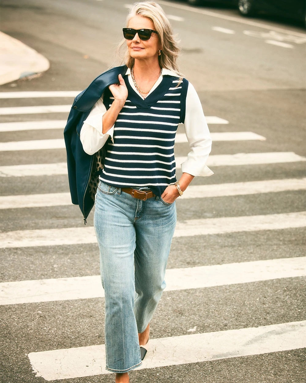 Chico's Girlfriend Straight Ankle Jeans AZZURRO INDIGO