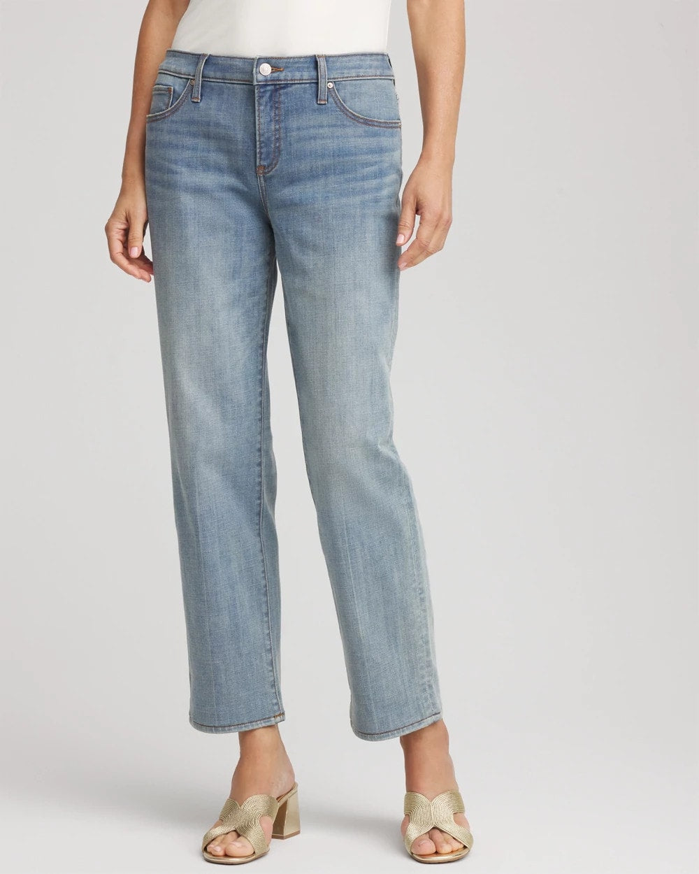 Chico's Girlfriend Straight Ankle Jeans AZZURRO INDIGO