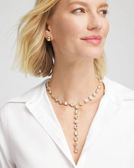 Chico's Bezel Set Goldtone Y-Necklace GOLD
