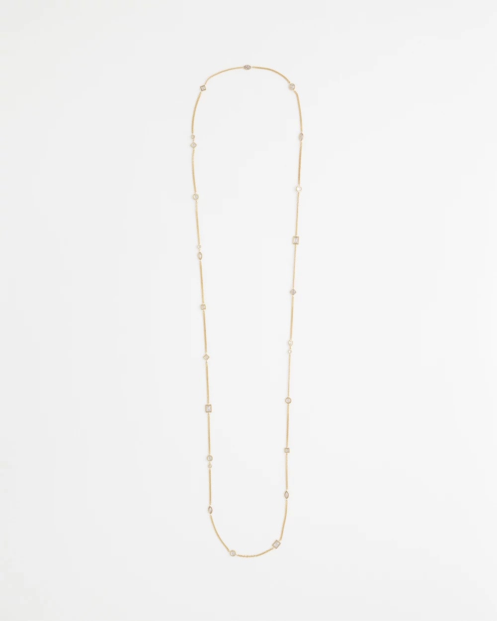 Chico's Fine Crystal Long Chain Necklace GOLD