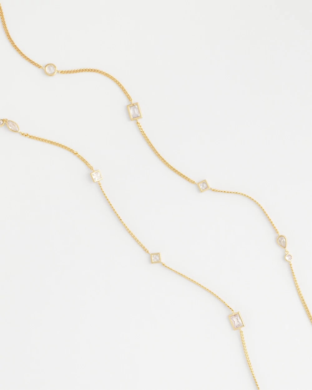 Chico's Fine Crystal Long Chain Necklace GOLD