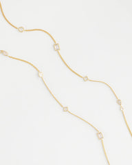 Chico's Fine Crystal Long Chain Necklace GOLD