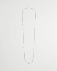 Chico's Fine Crystal Long Chain Necklace SILVER