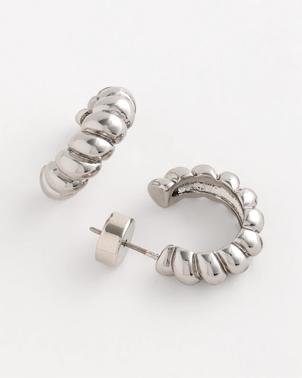 Chico's No Droop® Silvertone Twisted Hoop Earrings SILVER
