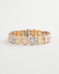 Chico's Tri-Tone Rectangle Stretch Bracelet MIXED METALS