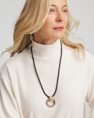 Chico's Adjustable Tri-Tone Pendant Necklace MIXED METALS