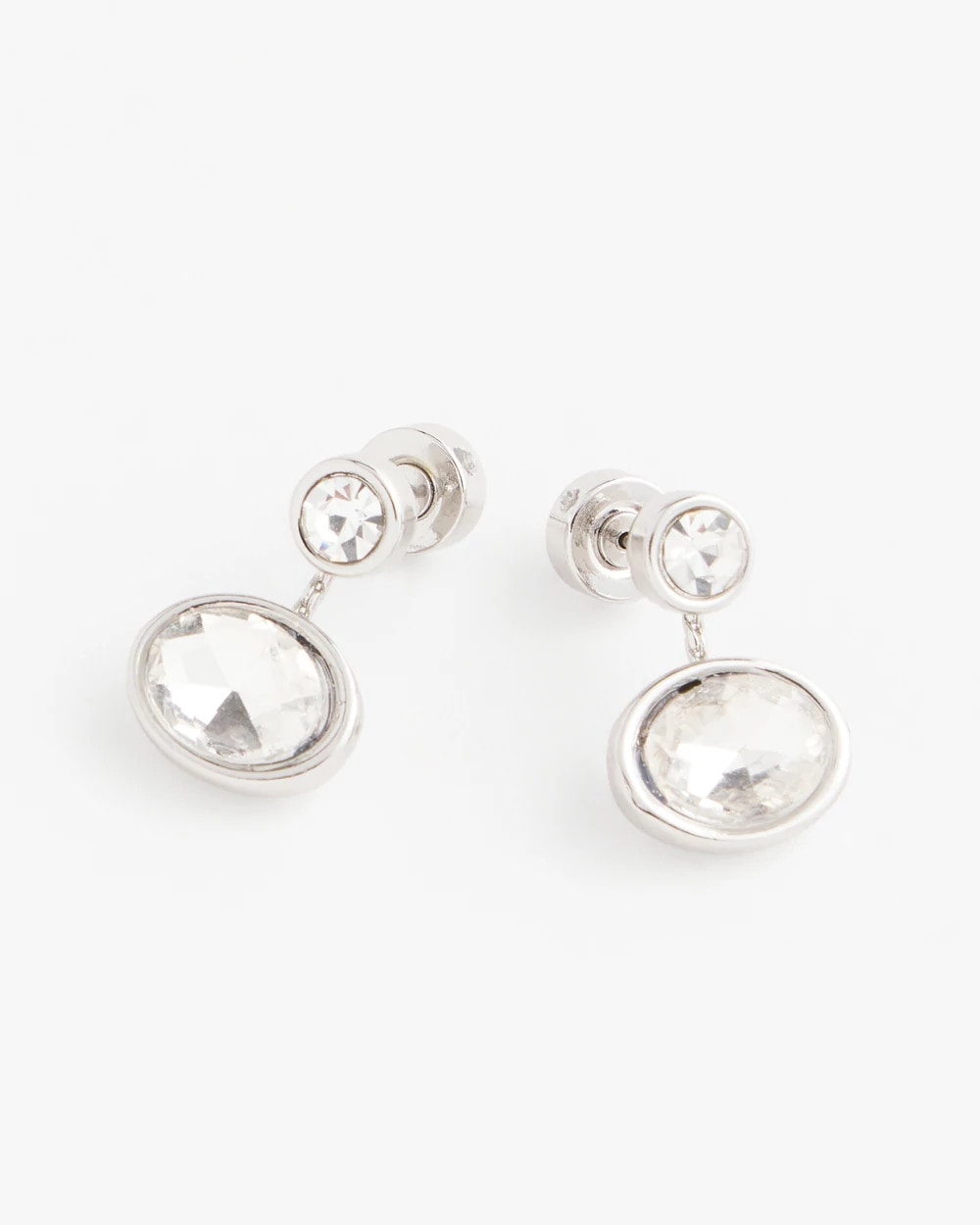 Chico's Silvertone Bezel Stud Earrings SILVER