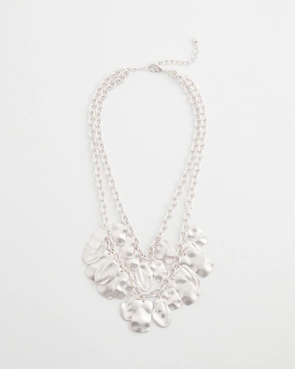 Chico's Double Square Charm Pendant Necklace SILVER