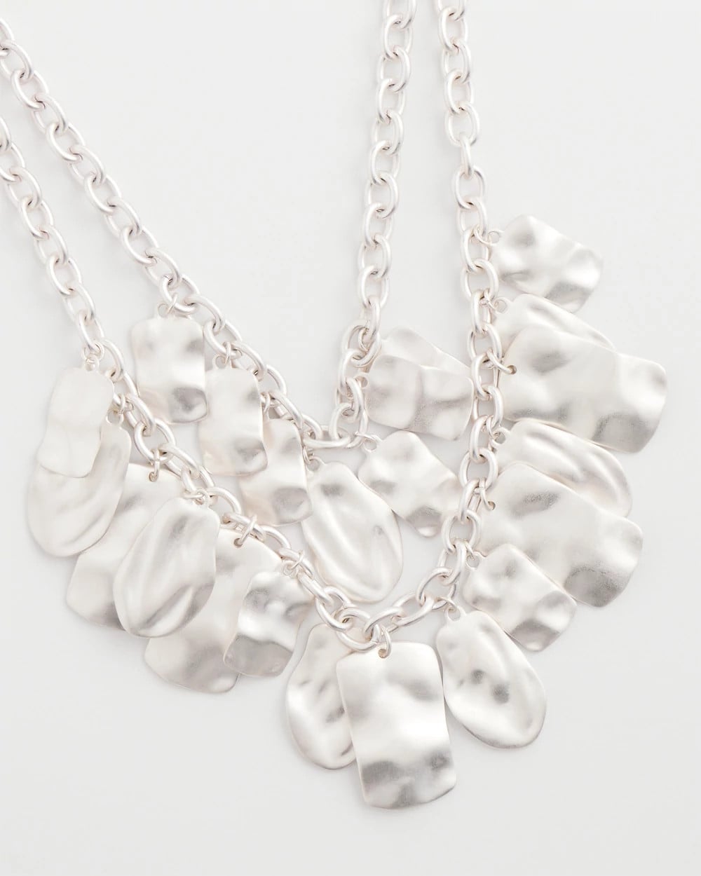Chico's Double Square Charm Pendant Necklace SILVER
