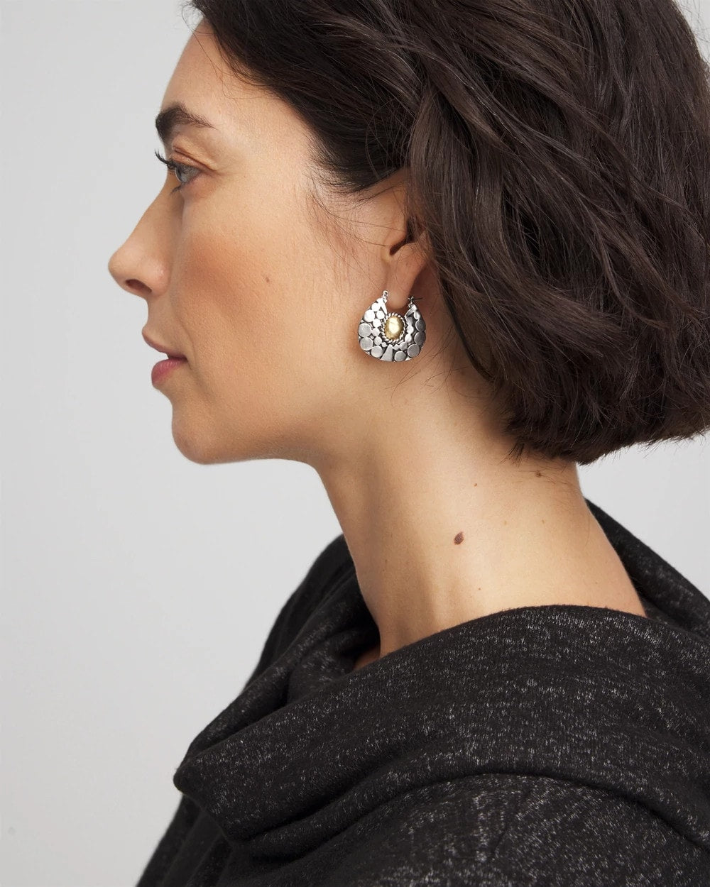 Chico's Front-to-Back Hoop Earrings MIXED METALS