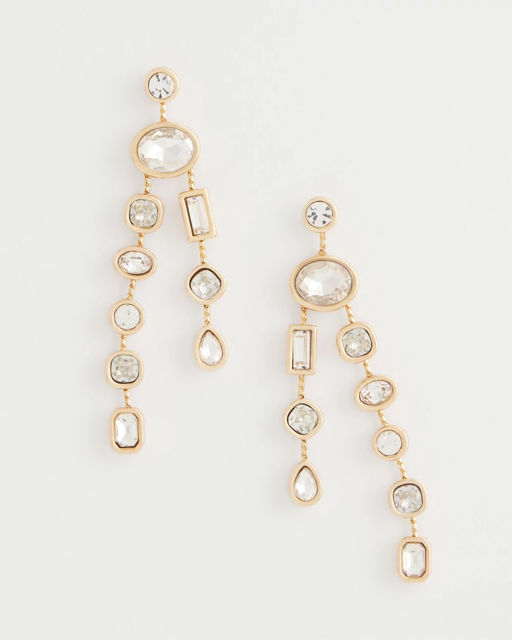 Chico's Bezel Set Linear Goldtone Earrings GOLD