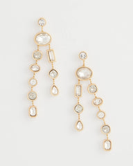 Chico's Bezel Set Linear Goldtone Earrings GOLD