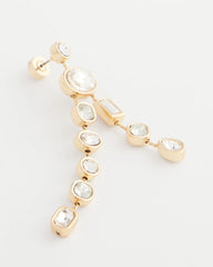 Chico's Bezel Set Linear Goldtone Earrings GOLD