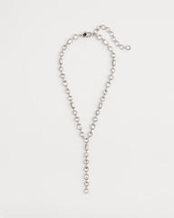 Chico's Bezel Set Silvertone Y-Necklace SILVER