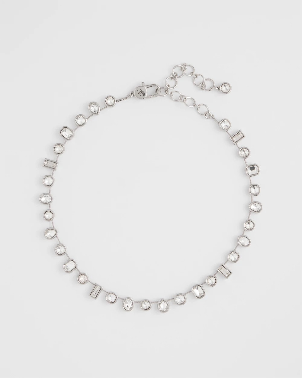 Chico's Bezel Set Short Silvertone Necklace SILVER