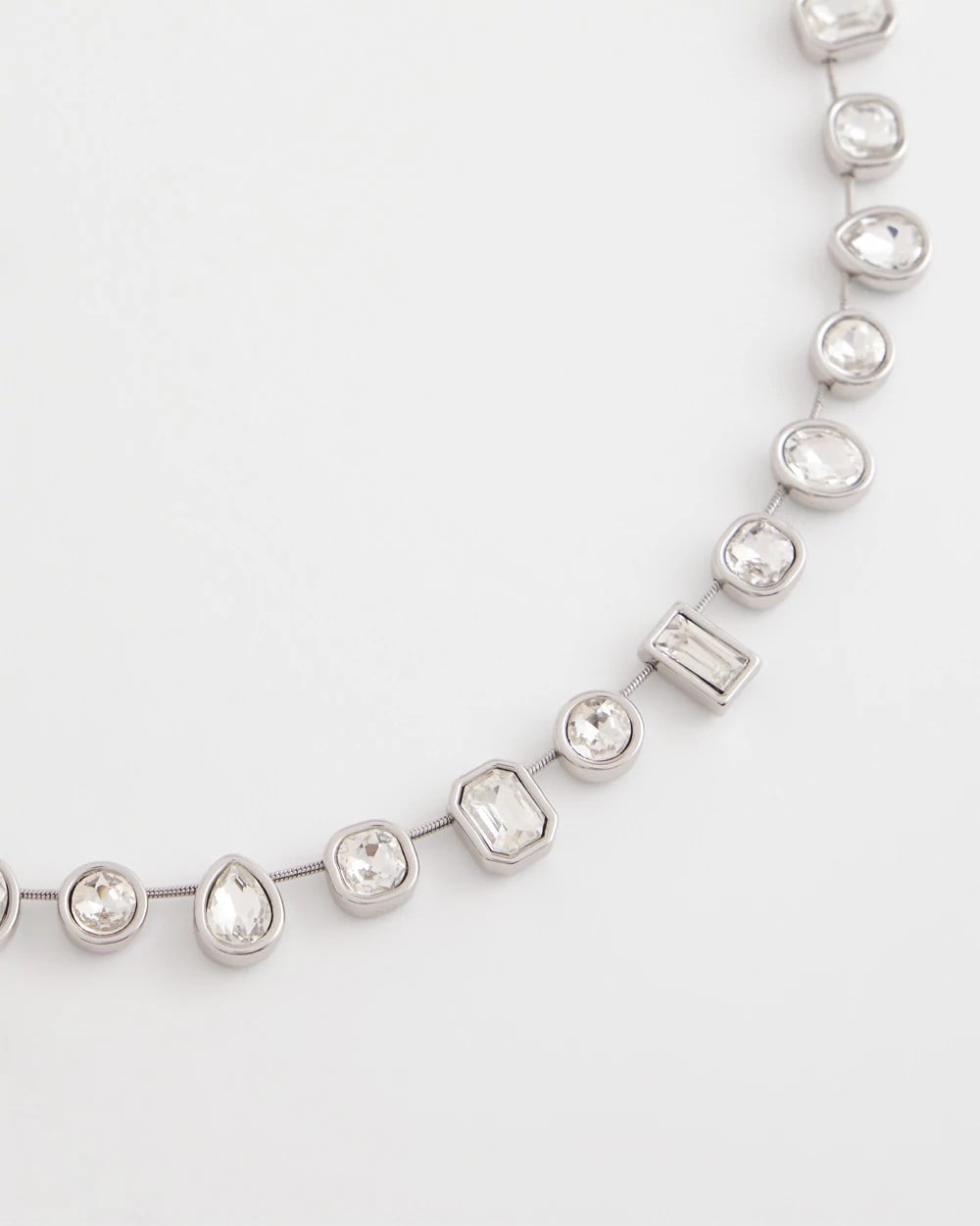 Chico's Bezel Set Short Silvertone Necklace SILVER
