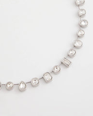 Chico's Bezel Set Short Silvertone Necklace SILVER